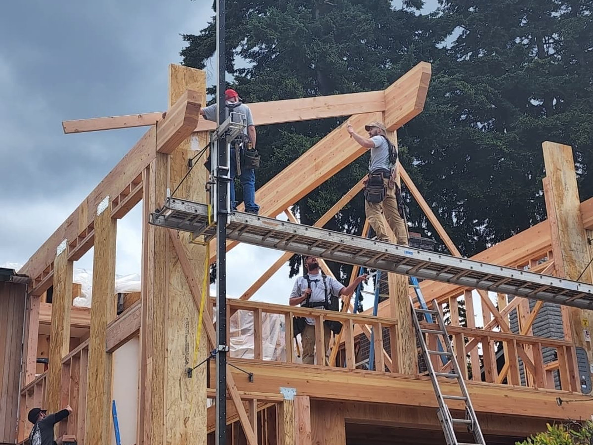 Porter Homes crew framing a custom home build
