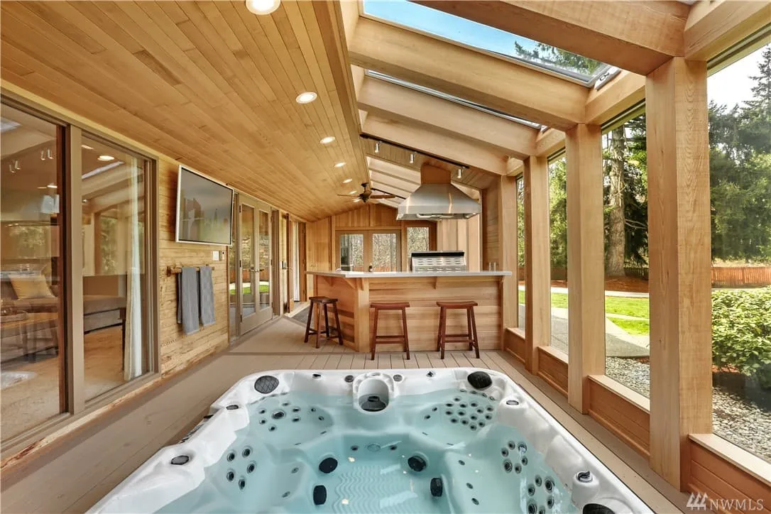 Home spa addition with bar, jacuzzi and lounge area