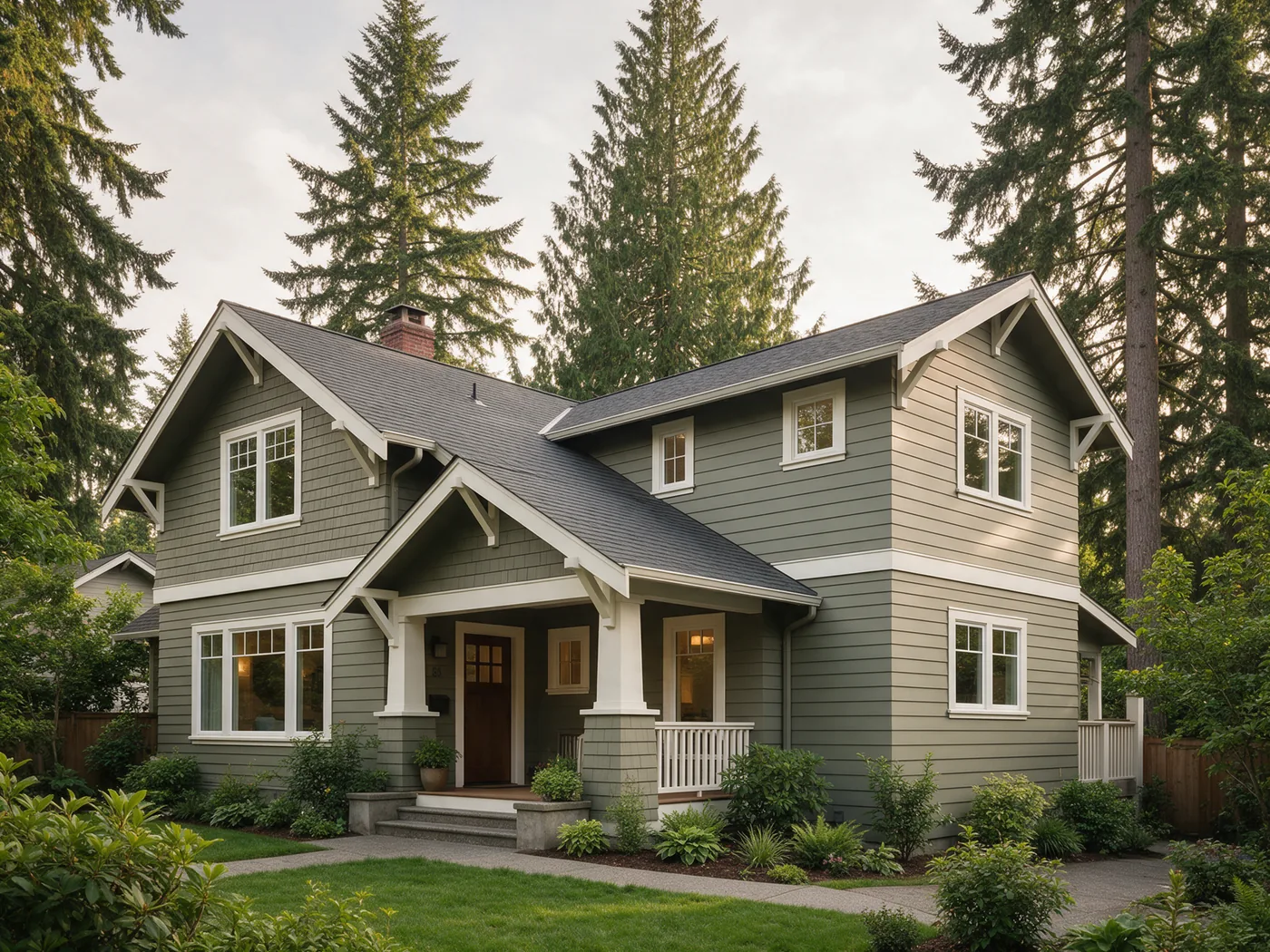 Two-story home addition seamlessly matched to an existing Pacific Northwest craftsman home